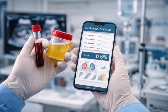 fena calculator used in kidney function assessment with urine and blood sodium analysis