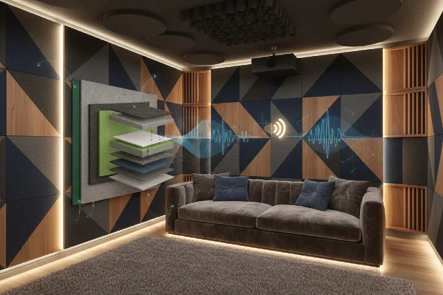 Modern Panneaux Acoustiques installed on interior walls for soundproofing