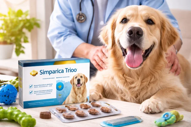 simparica trio chewable tablet providing flea tick and heartworm protection for dogs