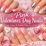 Pink valentines day nails featuring cute, classy, and trendy pink manicure designs for 2026