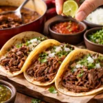 Barbacoa tacos made with tender shredded meat, onions, cilantro, and rich slow-cooked flavor