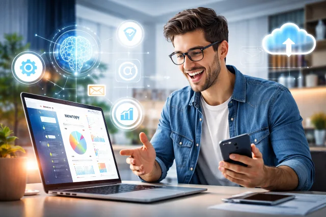 Newtopy smart tech tool with digital product features and online security insights