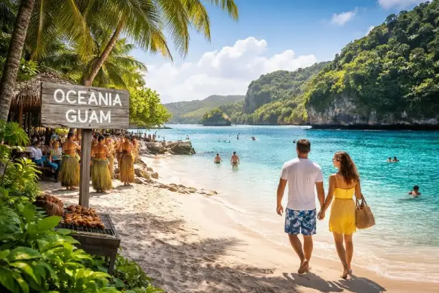 oceania guam tropical beach with turquoise water local culture and island scenery