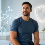 CJC 1295 Ipamorelin wellness and peptide therapy concept with a health-focused lifestyle scene