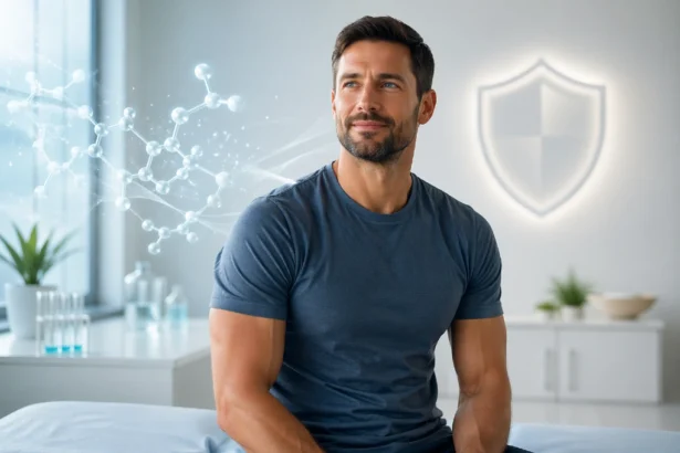 CJC 1295 Ipamorelin wellness and peptide therapy concept with a health-focused lifestyle scene