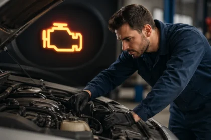 Check Engine Light Flashing warning on a car dashboard during engine misfire diagnosis