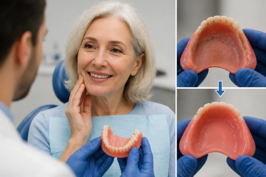 Denture Reline treatment for loose or uncomfortable dentures improving fit and comfort