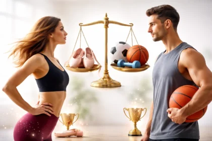 Is Dance a Sport debate featuring competitive dancers performing with strength, balance, and athletic precision