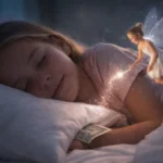Is There Tooth Fairy Real illustration of a child holding a lost tooth and smiling beside a pillow