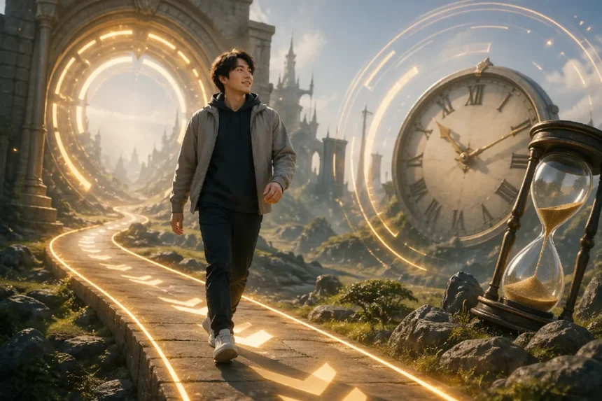 Mabinogi Lazy Patch update screen showing a gamer waiting for faster game patching on a desktop setup